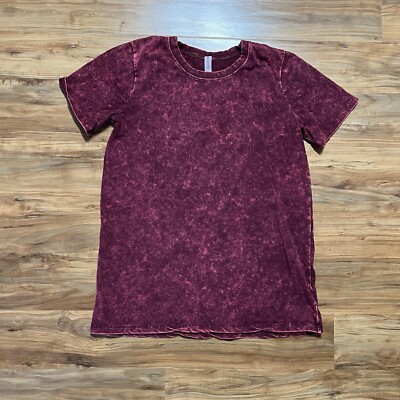 Zenana Outfitters Mineral Wash Crew Neck Tee Women s Large Burgundy Short Sleeve