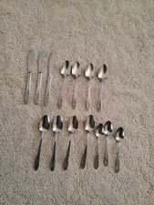 T & N JAPAN Stylecraft Stainless Steel Flatware Rose Vignette 14 pieces