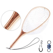 Maxcatch Fly Fishing Landing Net Trout Wooden Frame Soft Rubber Netting