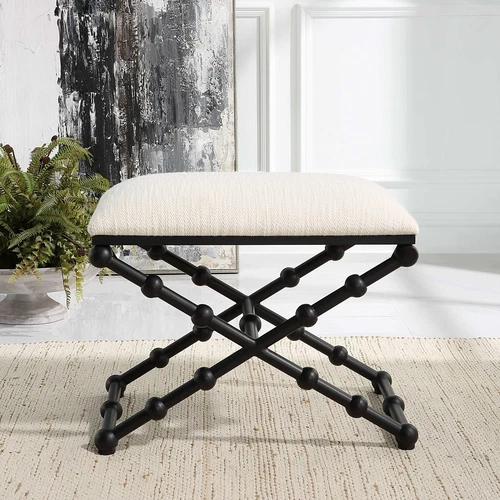 NEW MODERN IRON DROPS METAL VANITY BENCH STOOL UTTERMOST 23782 - Picture 3 of 7