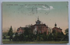 Clinton, Iowa Our Lady of Angels Seminary Peacock Series DB Postcard 7794