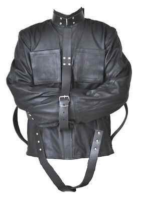 MEN'S REAL HEAVY DUTY COWHIDE LEATHER STRAIGHT JACKET HEAVY DUTY STRAITJACKET