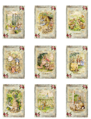 Beatrice Potters Flopsy Bunnies A MULTI-SIZE SET Cotton Fabric Quilt Blocks