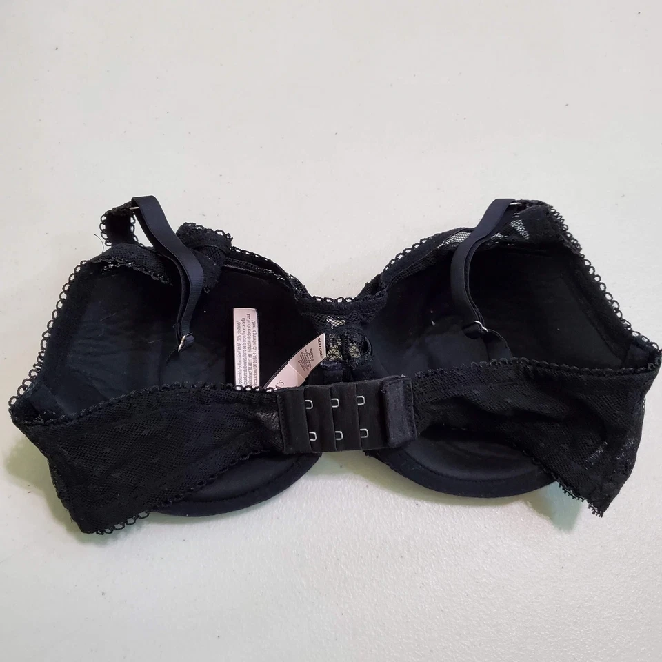 Sujetador Victoria Secret Mujer 32DD Negro Encaje Dream Angels Forrado Demi Ajustable Foto 3 de 4