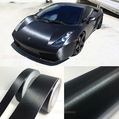 50FT X 5FT / Full Car Wrap Black Metal Brushed 3D Vinyl Satin Matte Sticker US
