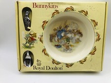 Vtg NIB 1981 Royal Doulton Bunnykins Nursery Set, Bowl and Spoon, Baby Toddler
