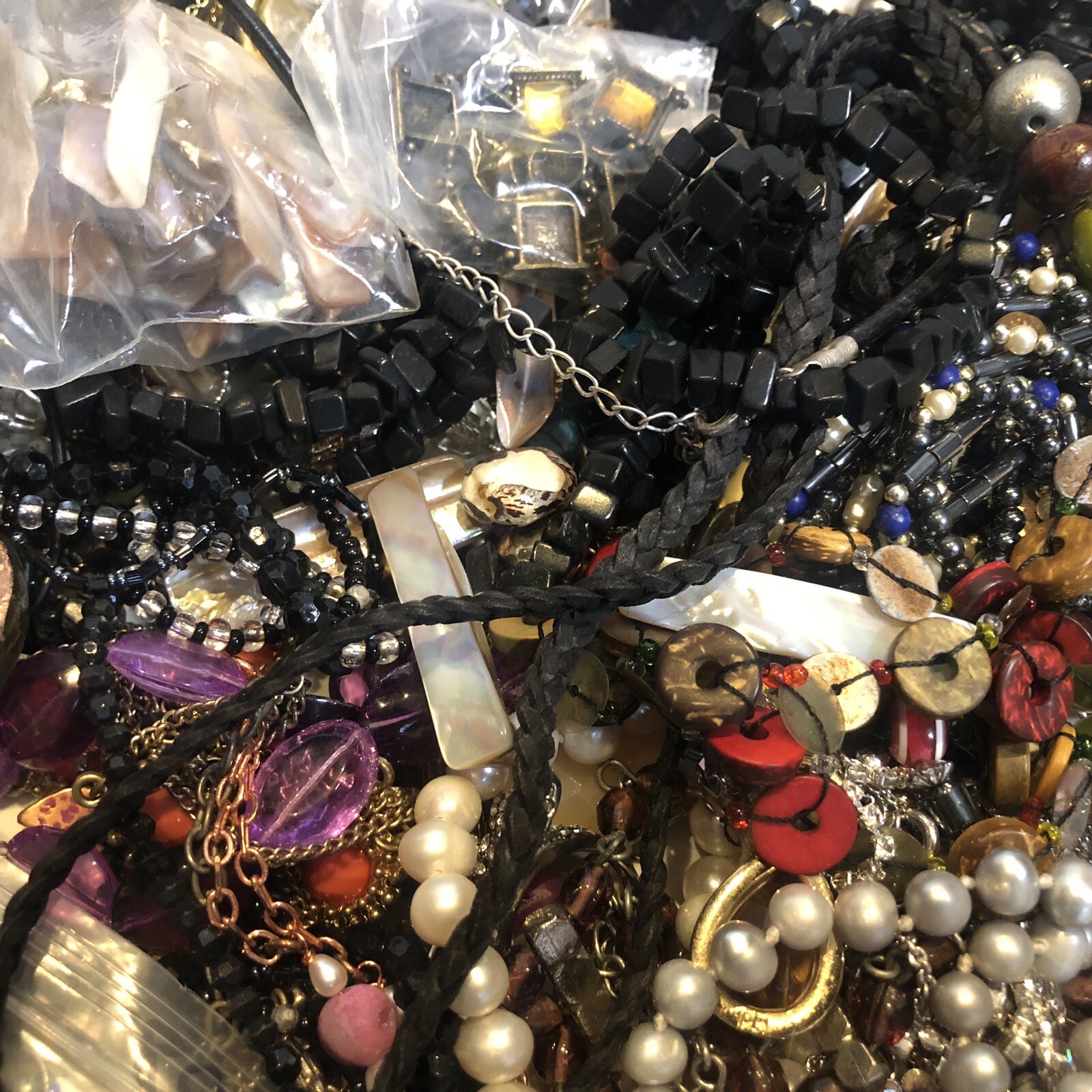 1.9KG Job Lot Mixed Broken Costume Jewellery, For Crafts Harvest