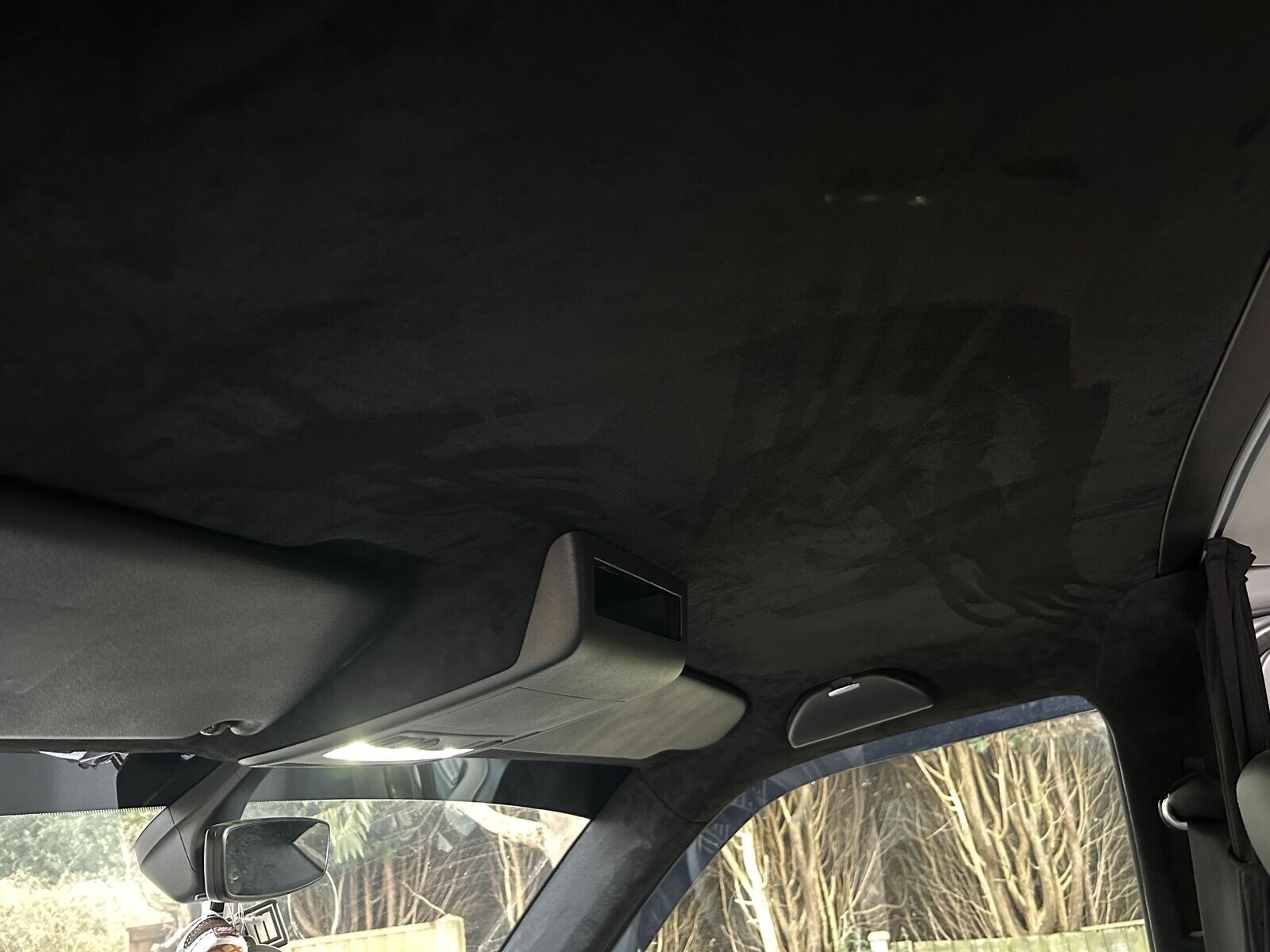 Camper Conversión Material Negro Elástico Ante VW Transporter Caddie Encabezando