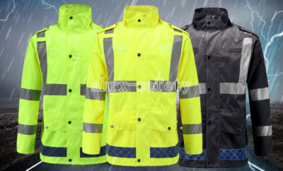 Hi-Vis Class 3 Safety Jacket Neon Reflective Rain Coat With Pants ...