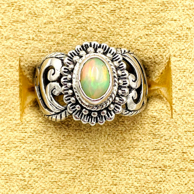 Bali Legacy Äthiopischer Welo Opal Gr. 10 925 Sterling Silber Ring Boho Retro Chic
