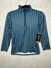 Kerrits Shirt Kids Medium Blue Bit Print 1/4 Zip Fleece Tech Riding NEW