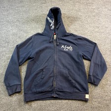 VINTAGE Y2K American Eagle Hoodie Mens Large Navy Blue Logo Full Zip Outdoor