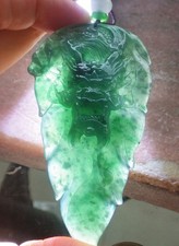 Video Certified Green Natural A Jade jadeite pendant Dragon Leaf 118558 VS