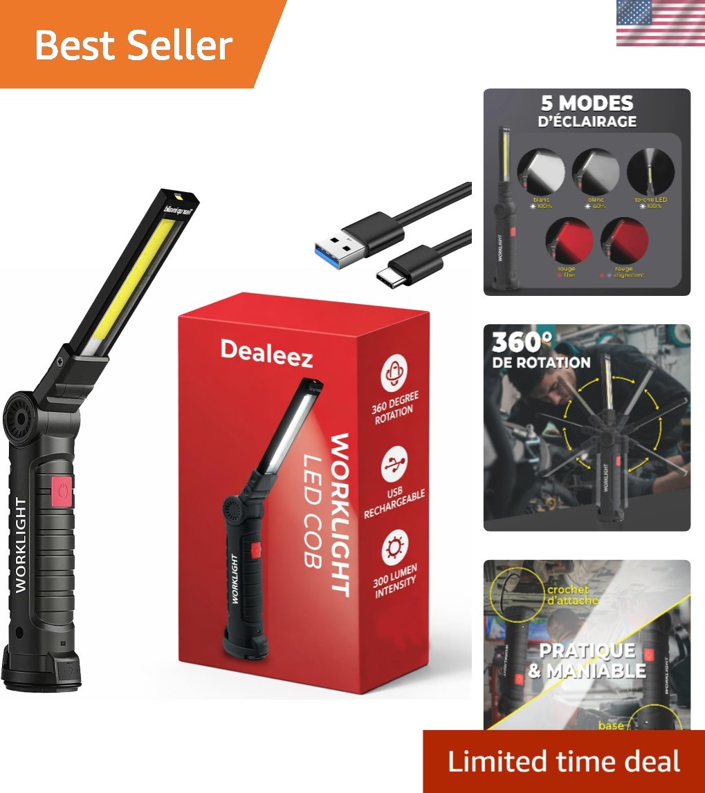 Lampe LED rechargeable magnétique MagnaLight X5 noire avec 5 modes d'éclairage pour atelier