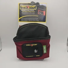 MagnoGrip Magnetic Tool Belt Pouch 8 Pocket Nail Carpenter Bag Black and   Red 