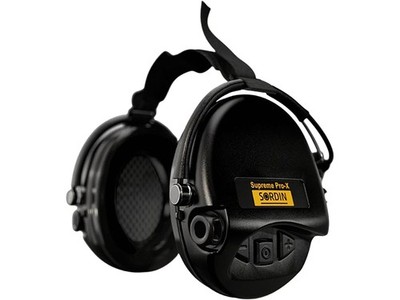 Sordin Supreme Pro X Electronic Neck Band Ear Muffs Black