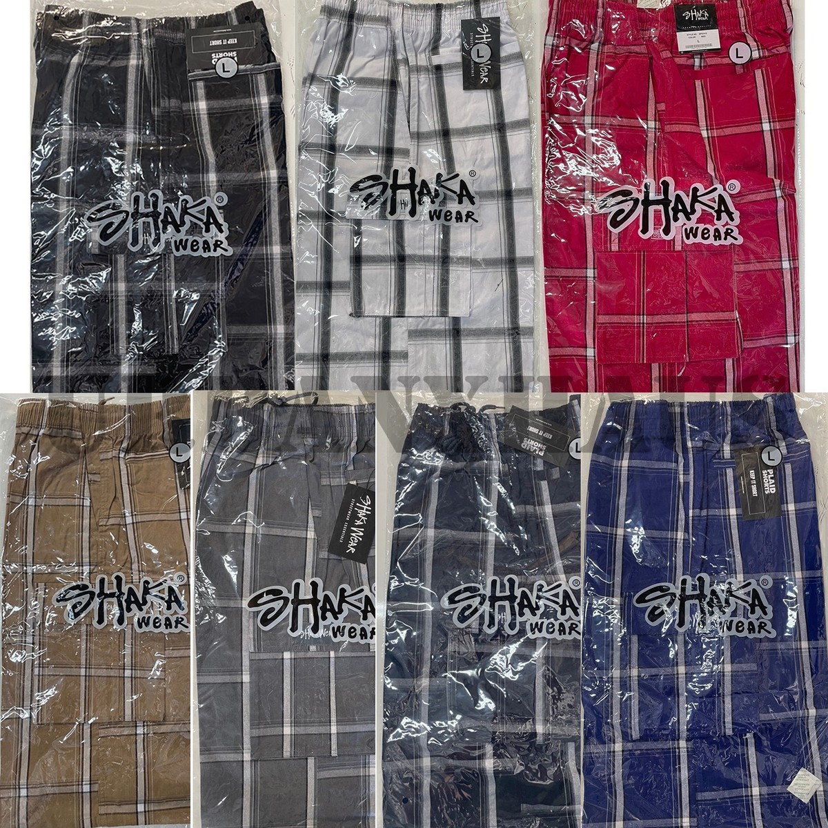 SHAKA WEAR CHECKER PLAID SHORTS 8 COLOR (S to 5XL) | eBay