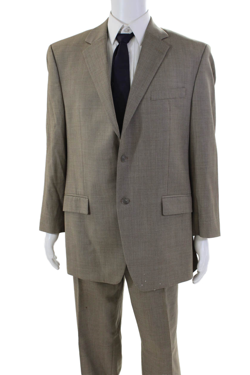 Michael Michael Kors Mens Two Button Suit Brown Wool Size 43 Regular/40 thumbnail 2