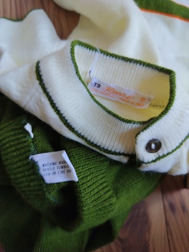 VTG Renro Boy's Green Striped Sweater Pant Set SZ 3T Made In Italy Acrylic 100% - Picture 15 of 16