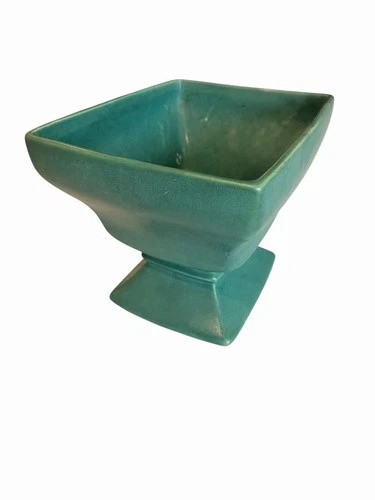 Vintage McCoy Green Square Ceramic Planter 325 Art Pottery USA Matte Finish
