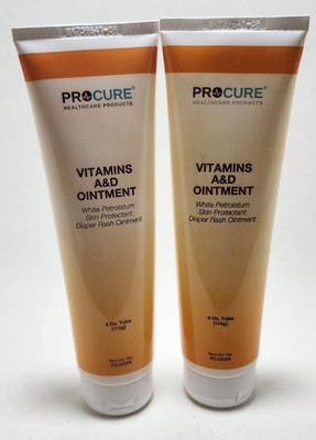 Procure Vitamins A&D Ointment Diaper Rash Skin Protectant 4 Oz Tube x2