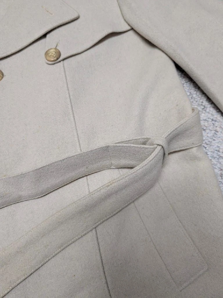vintage OVERCOAT wool BELTED off-white 36 sherlock AMERICAN MALE slim XS image 17