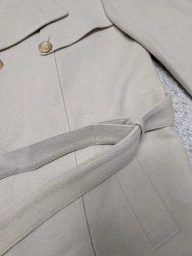vintage OVERCOAT wool BELTED off-white 36 sherlock AMERICAN MALE slim XS image 17