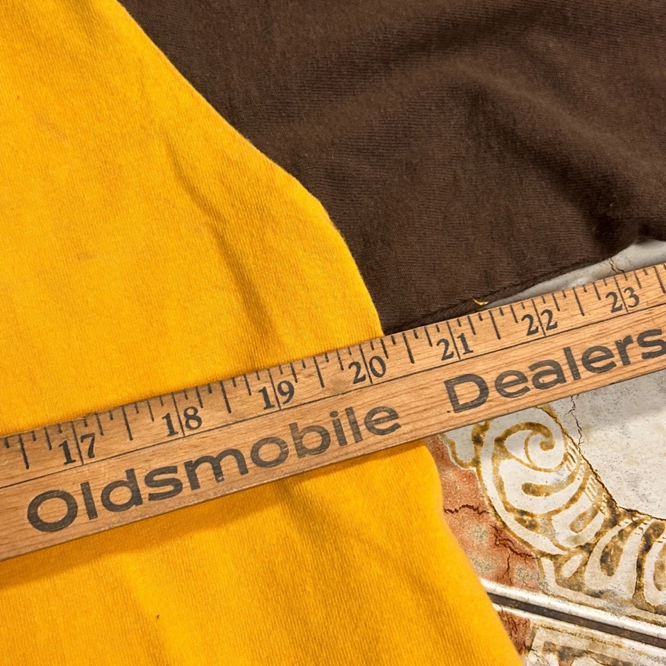 Billabong Raglan Short Sleeve Graphic T Shirt Men's L Y2K Yellow Brown - Image 3 of 4