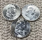 1953-D 1954-D 1955-P Franklin Half Dollars UNC. (lot Of 3). FREE SHIPPING.