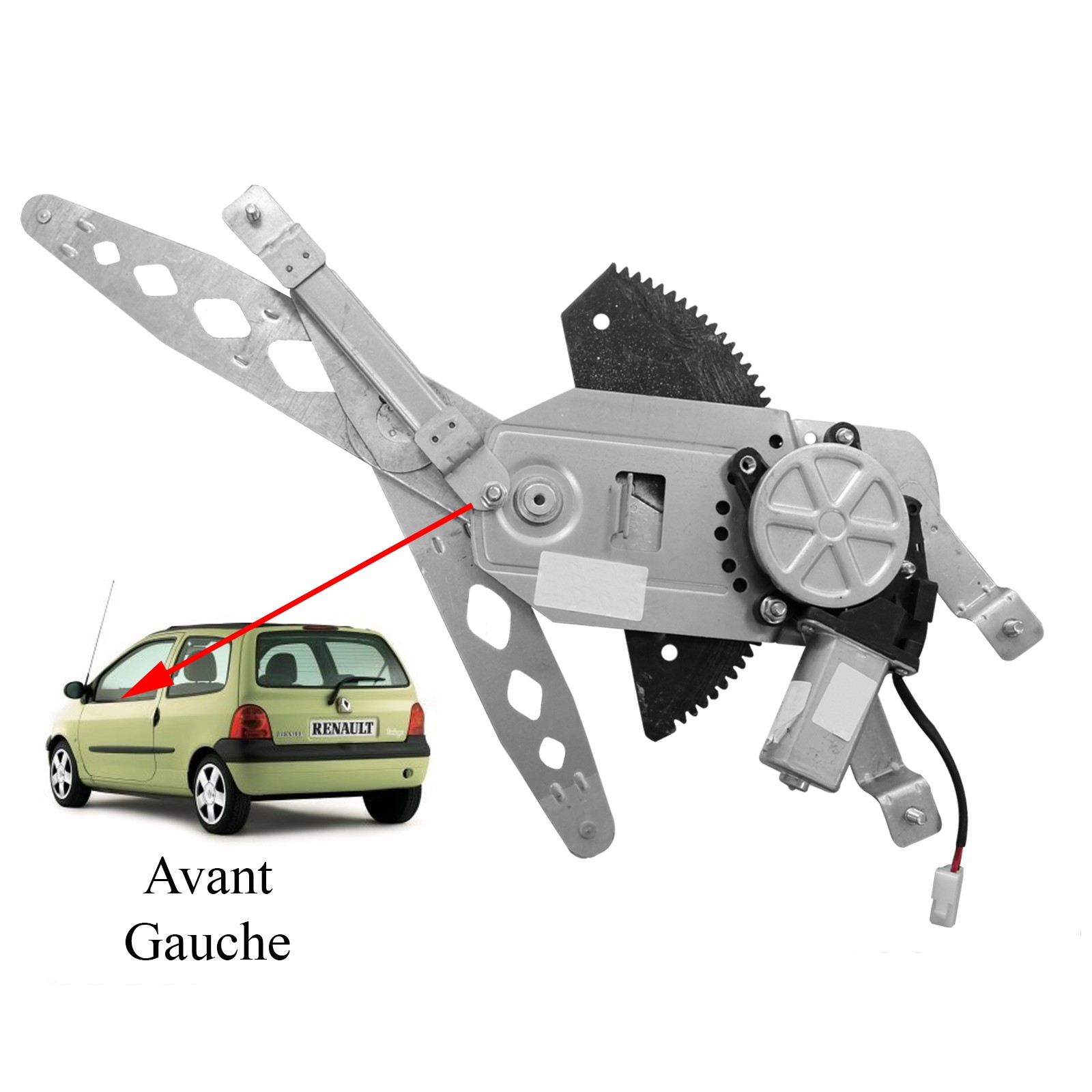 Mécanisme lève-vitre électrique avant gauche avec moteur silencieux pour Twingo 1