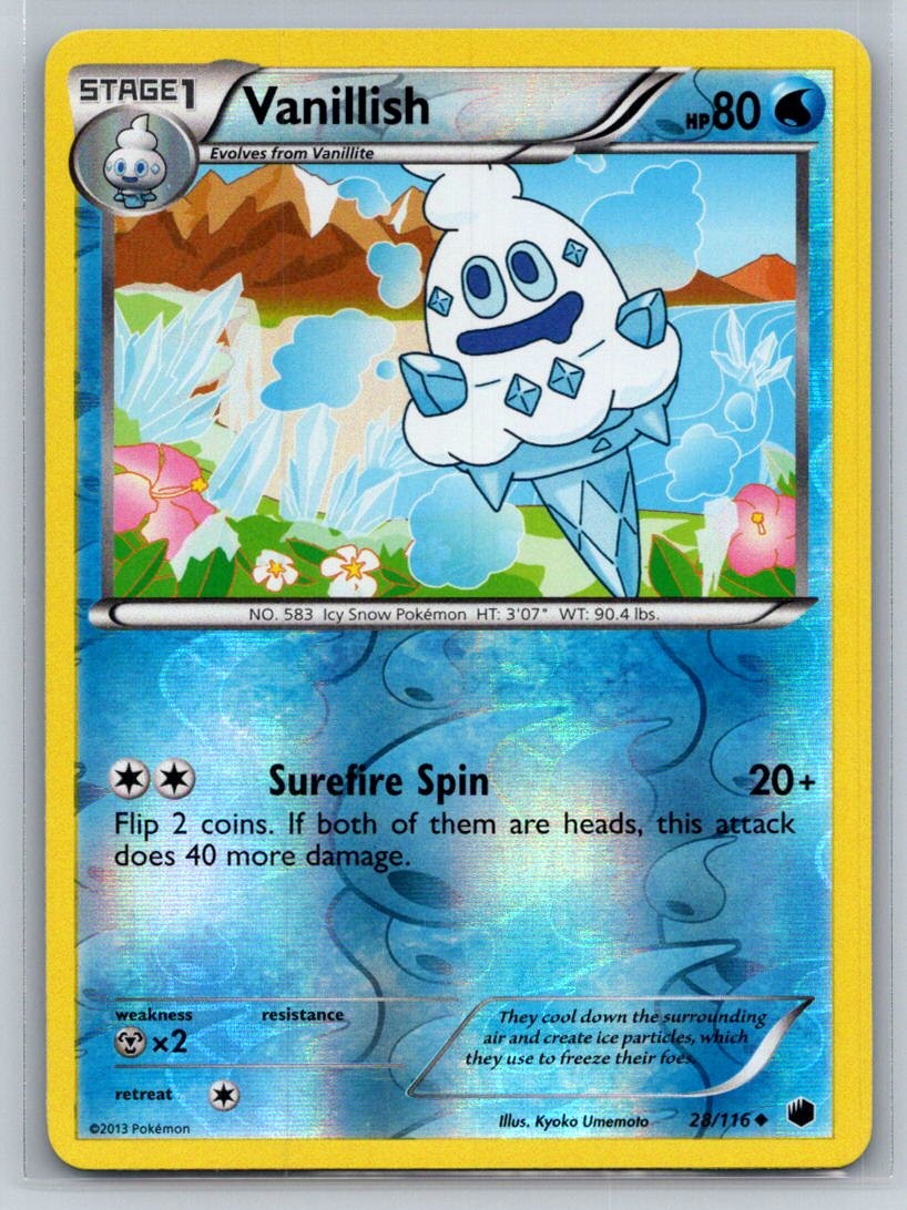 Vanillish 28/116 Uncommon Plasma Freeze Pokemon Reverse Holo Near Mint