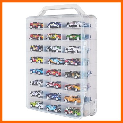 Portable Transparent Double Sided Storage Case - 48 Compartments for Toy Cars...