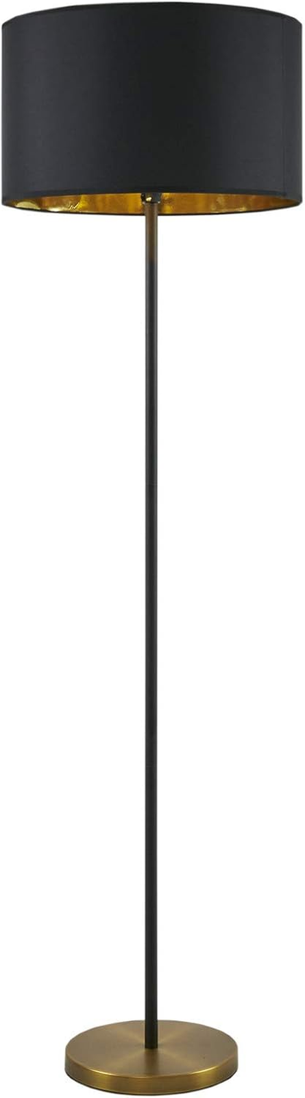 Hunts Modern Floor Lamp with Slender Metal Base and Black Drum Shade for Living Room