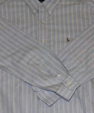 Polo Ralph Lauren Dress Shirt Mens 16 32/33 Blue Classic Fit Oxford Button Pony