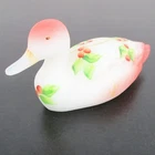 Vintage Fenton Custard Glass Hand Painted Mallard Duck Pink Flowers