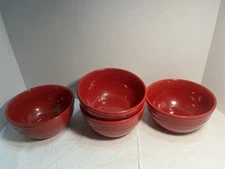 4 JCP Home Red Soup/Cereal BOWLS 1981