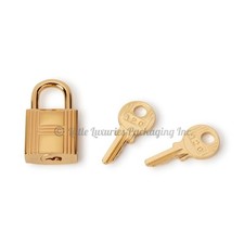 NEW Authentic Hermes Gold Cadenas Lock Padlock 2 Keys Set with Plastic Seal
