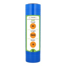 Cast Narrow Banding Stretch Wrap 15" x 1500' 8 Rolls Dark Blue Cling Shrink Film