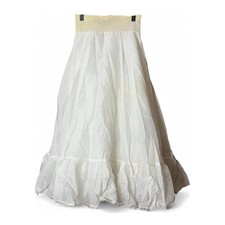 Vintage 70s Ivory Petticoat Long Maxi Half Slip Lace Ruffle Hem Prairie Boho