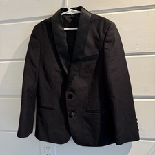 Boys Size 8 Black Calvin Klein Double Breasted Tuxedo Jacket Wedding Ring Bearer