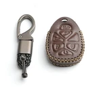 Brown Leather Cover Key Fob Bag Case 6 Buttons For GMC Chevrolet Canyon Cadillac
