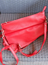 Borsa tracolla e da spalla in vera pelle, genuine leather, rossa