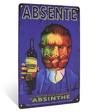 Metal Absinthe Funny Poster Sign Van Gogh Man Cave Bar Dorm Accessories 12x8"