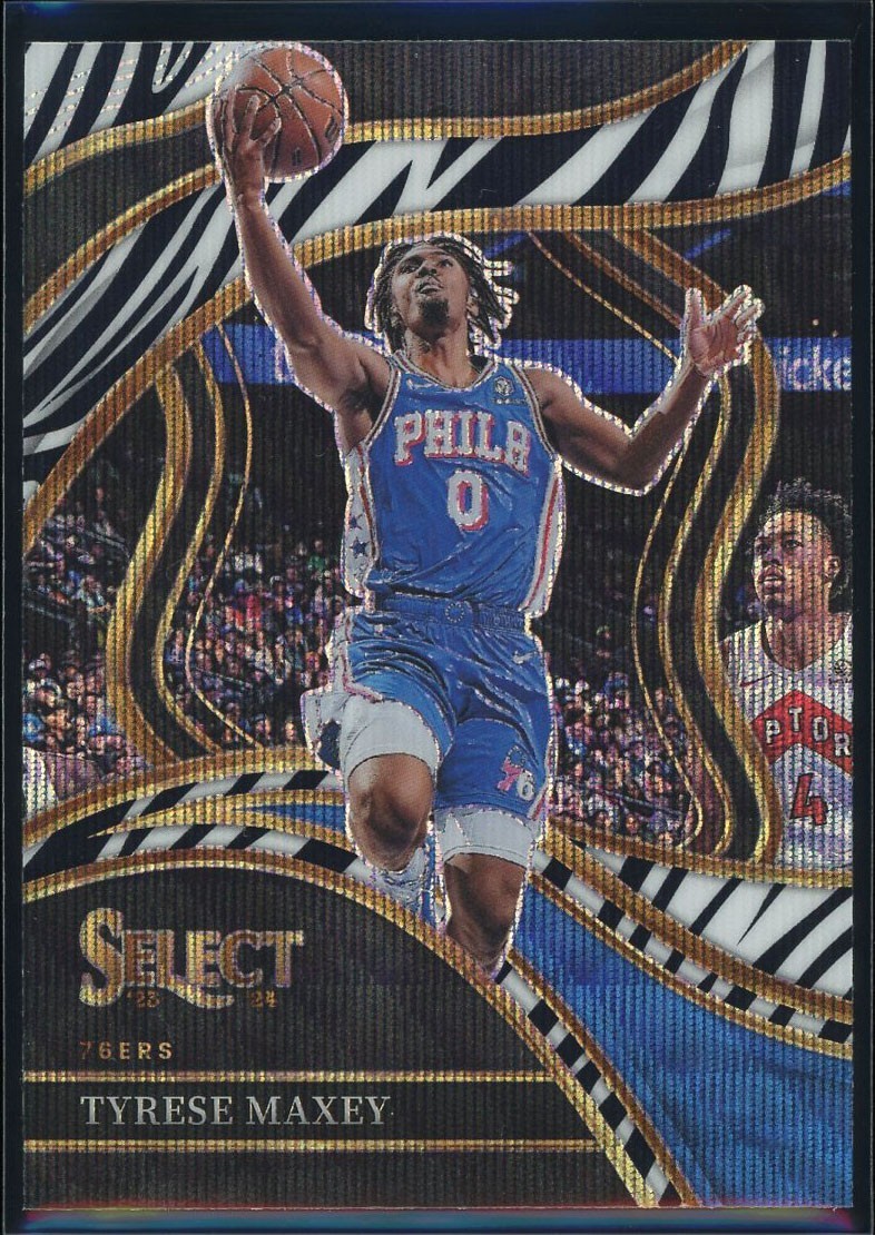 Tyrese Maxey 2023-24 Panini Select #244 Courtside Zebra Prizm SSP 76ers