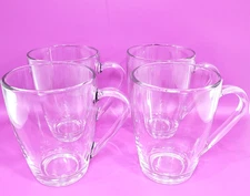 Bormioli Rocco Tempered Clear Glass Coffee Mugs 11.5 oz ITALY Set of 4