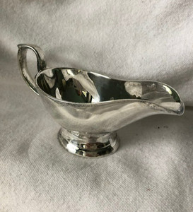 Vintage Silver Gravy Boat Sauce Server with Handle & Footed Base