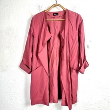 DOTTI Womens Jacket Size 10 Pink 3/4 Sleeve Open Drape Front Lightweight 