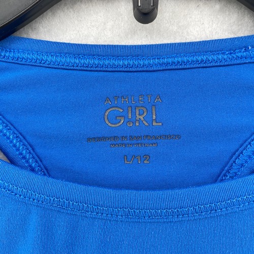 Athleta Girls Activewear Top L 12 Blue Mesh Round Necdk Sleeveless Pullover - Picture 7 of 9