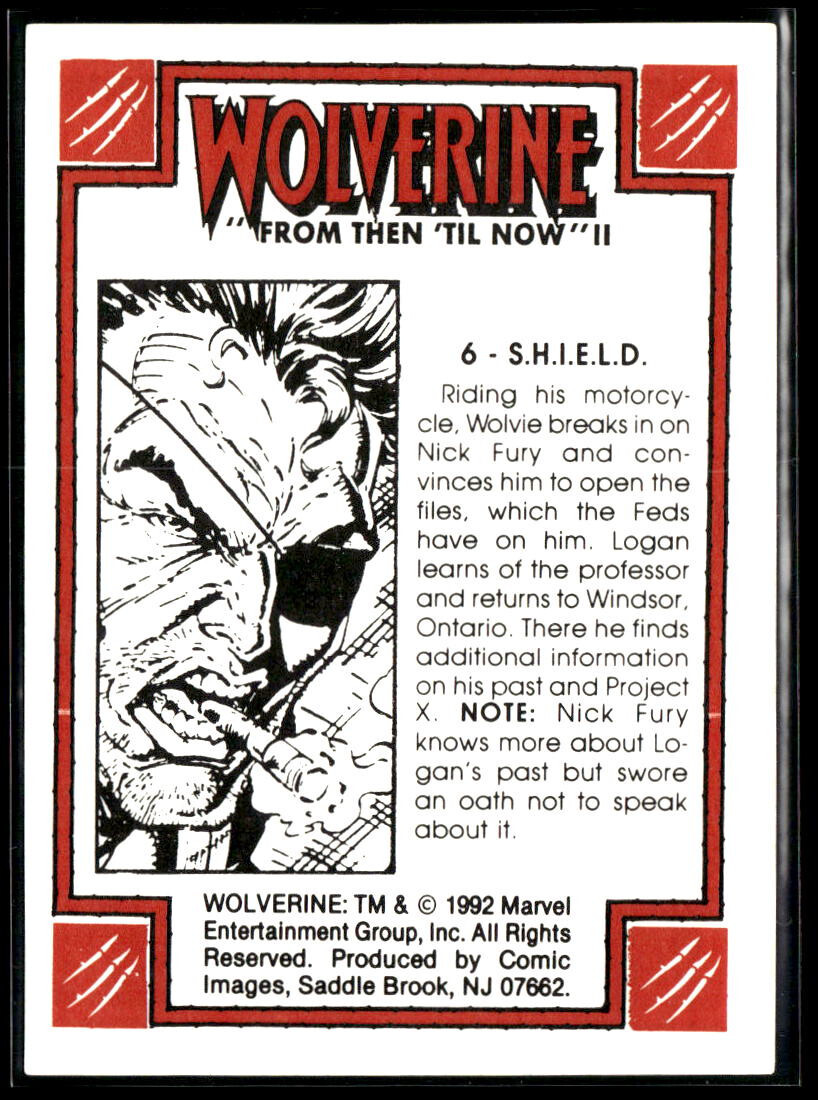 1992 Marvel Comics Wolverine From Then 'Til Now II #6 SHIELD Card