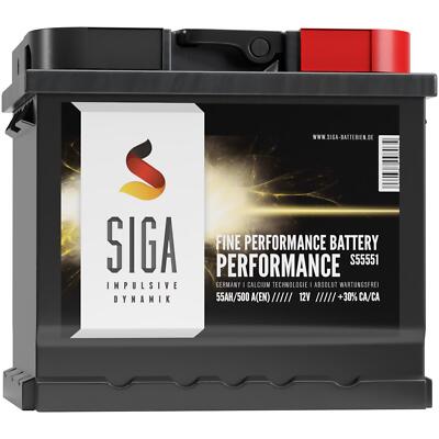 Autobatterie 55Ah 12V 500A/EN Starterbatterie Batterie statt 50Ah 52Ah 54Ah